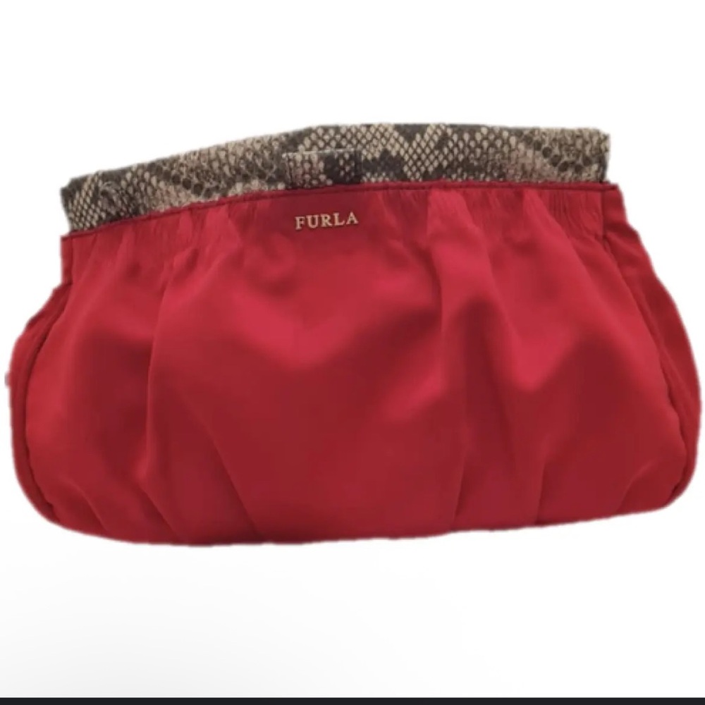 Rara Furla Red Ruched Clutch bag